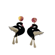 Load image into Gallery viewer, Black Swan Statement Earrings