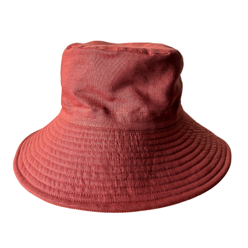 Pure Linen Broadbrim Hat - Terracotta