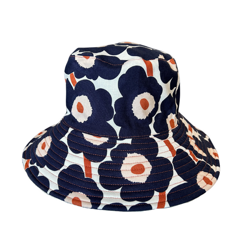 Marimekko Mini Unikko Broadrim Hat (Navy)