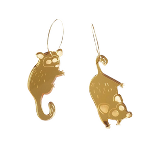 Gold Mirror Possum Acrylic Earrings