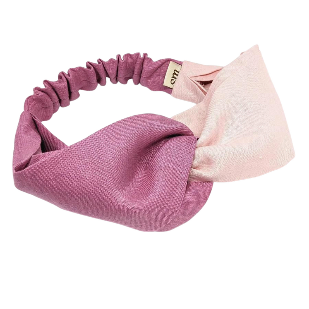 Pure Linen Twist Headband (2 tones of Pink)