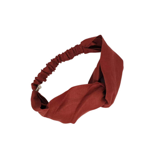 Pure Linen Twist Headband (Terracotta Red)