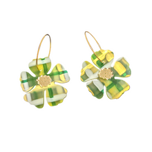 Load image into Gallery viewer, Gingham Flower Acrylic Earrings