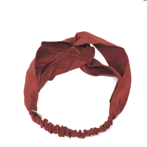 Pure Linen Twist Headband (Terracotta Red)