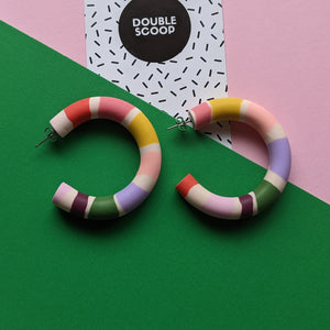 Double Scoop Hoop Earrings 'Rainbow Connection'