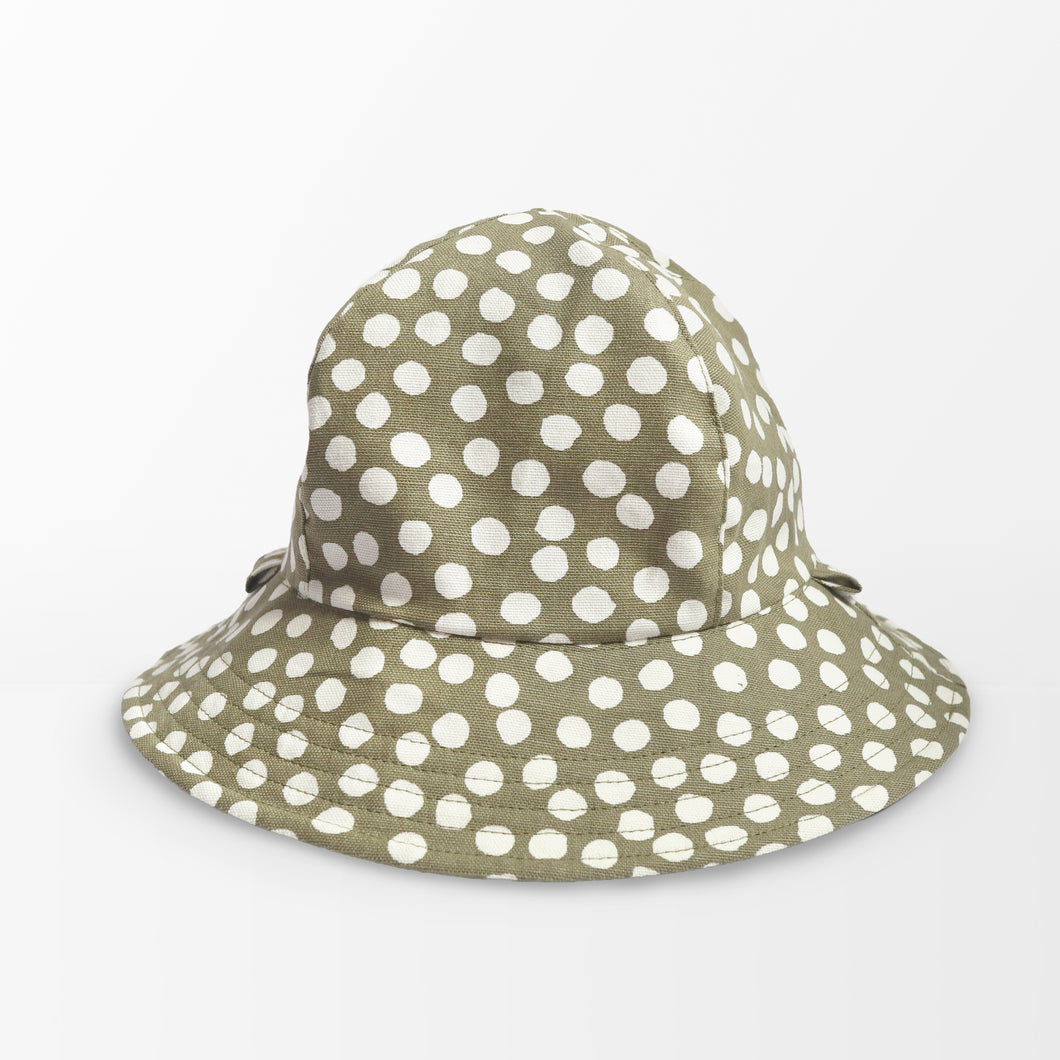 'Sage Polka Dot' (Linen) Kid Floppy Hat