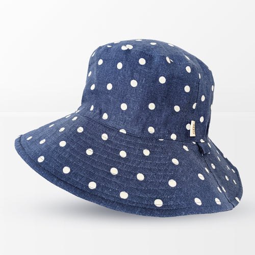 'Polka Dot' Pure Linen Extra Wide Brimmed Hat
