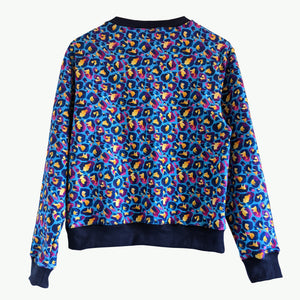 Last Items 'Kasey Rainbow Blue Leopard' Jumper (Midweight) (Size L Only - fit 14-18)